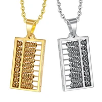 dropshipping unisex gold color abacus necklace stainless steel ancient china counting frame necklaces pendants gift jewelry
