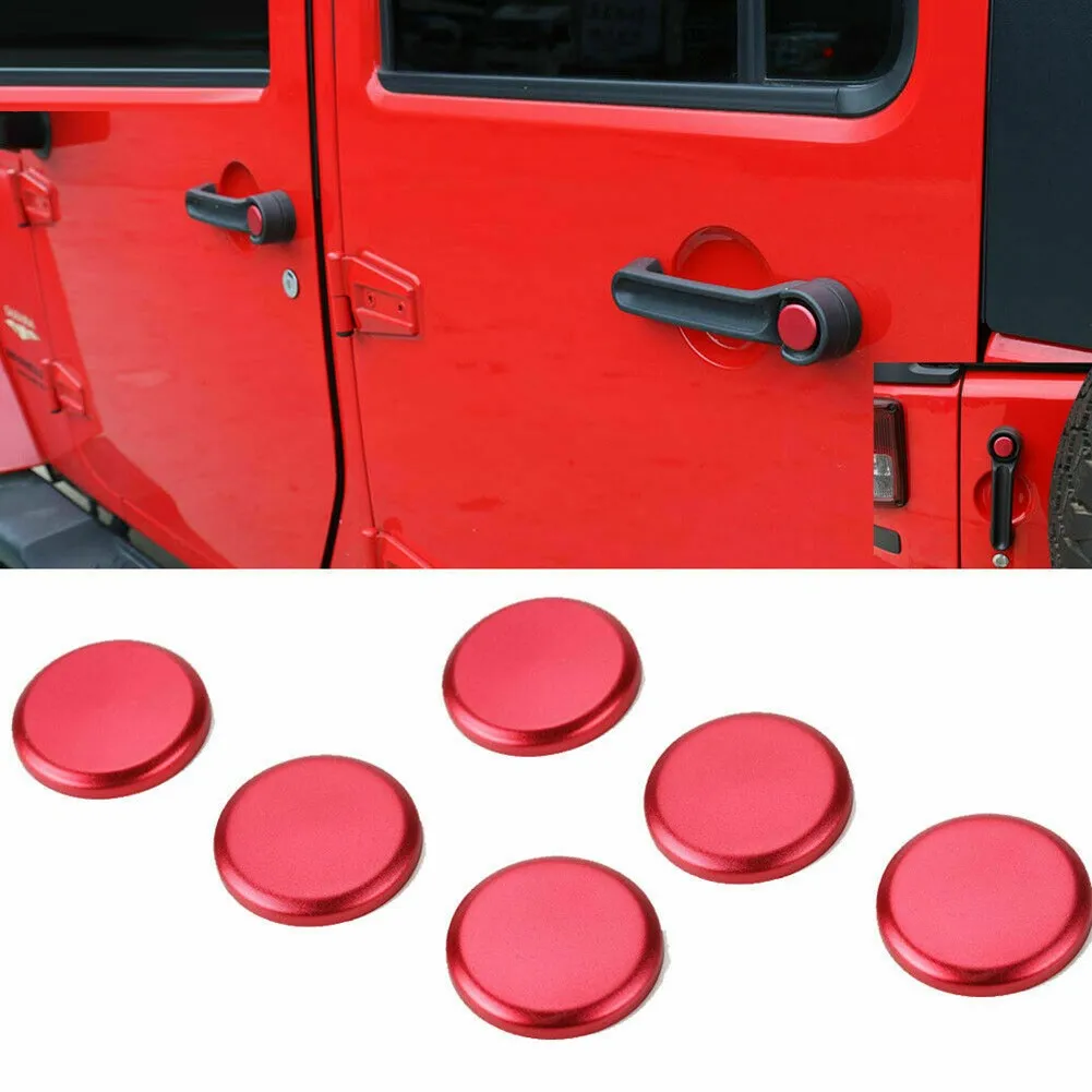 

Red Door Grab Handle Button Push Cover Trim For Jeep Wrangler JK JKU 4door 2007+ Door Handle Push Button Cover Trim