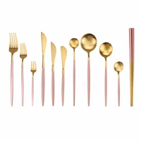 steel cutlery set matte pink gold cutlery set stainless steel cutlery western dinnerware set kitchen knive spoon dropshipping