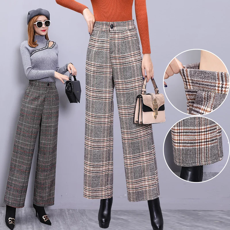 2019 осень и зима новые женские модные Свободные повседневные Клетчатые Шерстяные