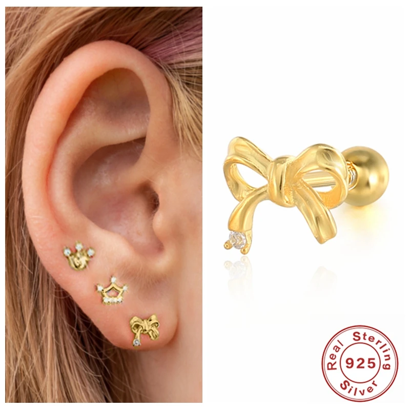 

Помощник в минималистском стиле 925 стерлингового серебра в богемном стиле Стиль белоснежными пятнами с розочками и мини циркон серьги-гвоз...