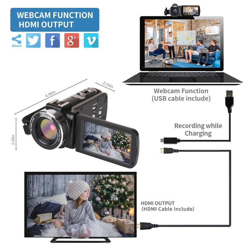 4K 48MP видеокамера Vlogging Camera Live Stream веб камера 3 0 дюймов HD сенсорный экран/ночное