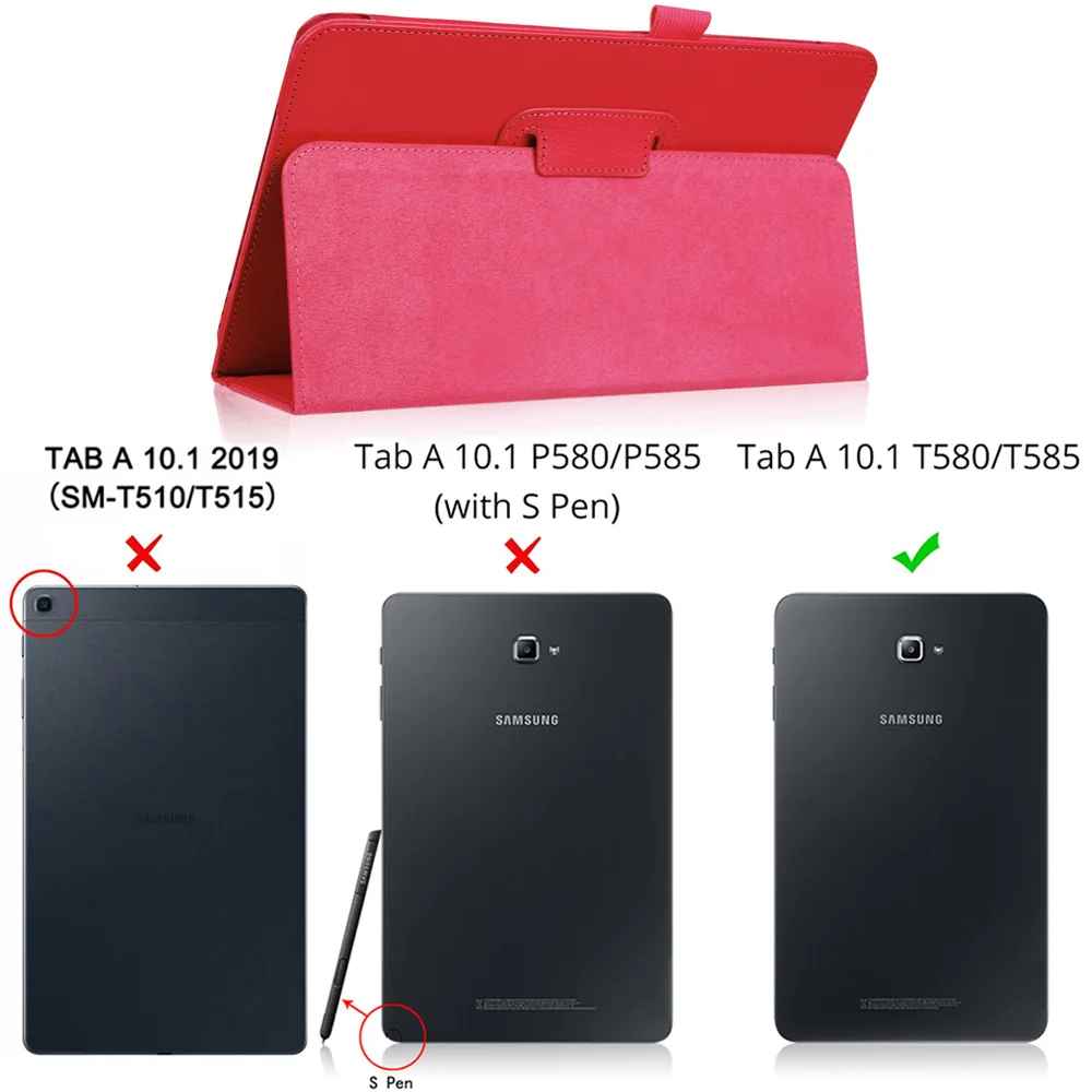 Red Тонкий складной откидной Чехол с подставкой из искусственной кожи чехол для samsung Galaxy Tab A A6 10,1 T585 T580 SM-T580 T580N Funda чехол s - Цвет: Red