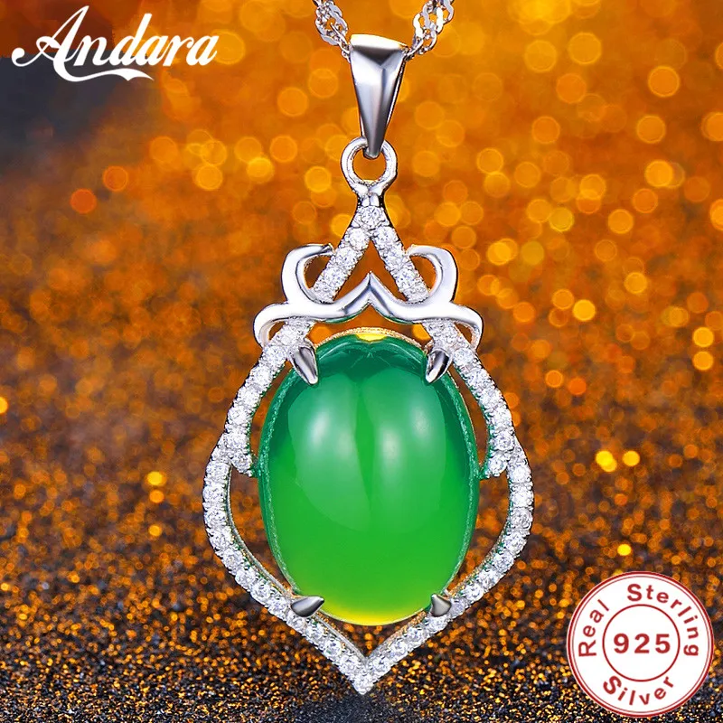 100% Серебро 925 ювелирные изделия ожерелье подвеска зеленая с кристаллом Цирконом