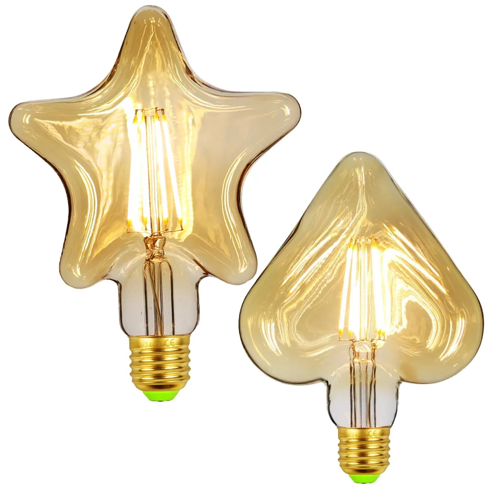 TIANFAN светодиодные лампы винтажная лампочка 4 Вт звездное сердце 220/240 в E27 2500 к