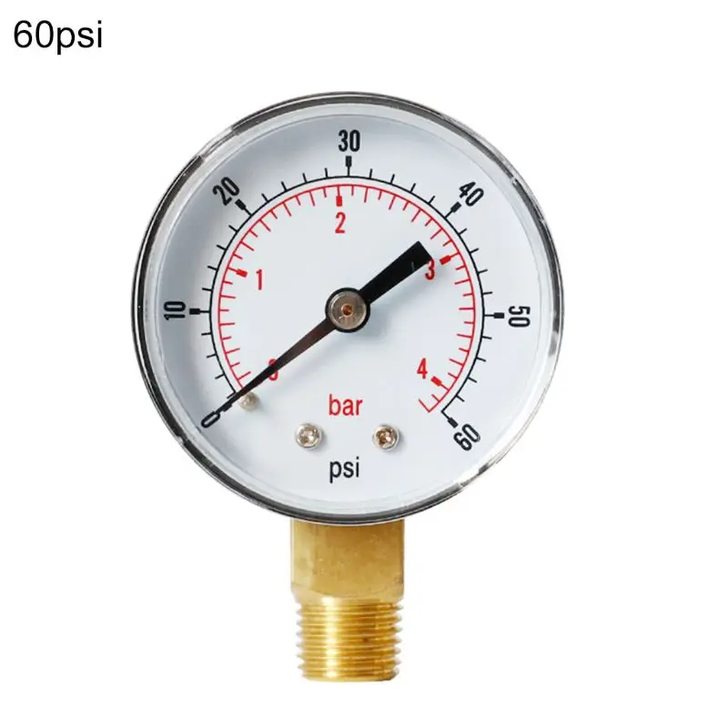 60psi Манометр 52 мм 1/" BSPT вертикальный 15,30, 60100150300 фунтов/кв. дюйм& бар нижнее Крепление - Цвет: 60psi