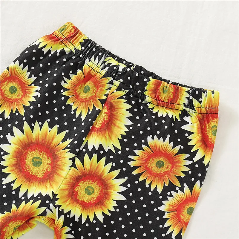 CANIS children's sets Toddler Kids Baby Girl Autumn Outfit Set Tops and long Floral Pants set 2pcs sunflowers printed Clothes | Детская