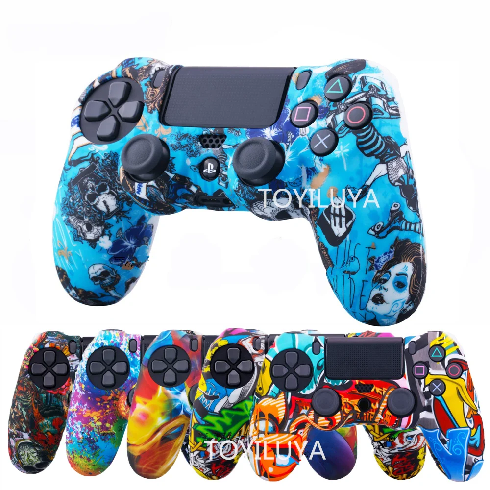 PS 4 силиконовый чехол камуфляжной расцветки задняя крышка Защитная пленка для Sony