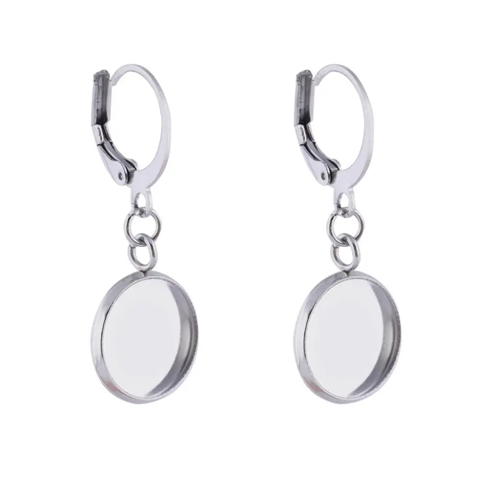 

10 шт нержавеющей стали болтающиеся серьги заготовки 12 мм Кабошон База Установка лотки diy обрамления для изготовление сережек поставки