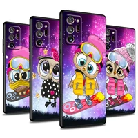 lovely cute owl for samsung galaxy note 20 ultra 10 plus 5g m62 m60s m52 m42 m32 f52 soft black phone case