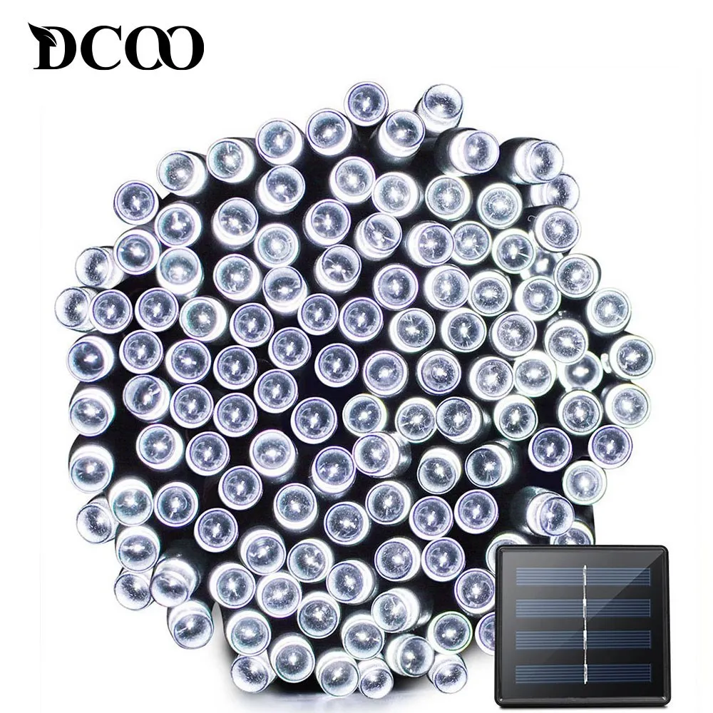 Dcoo Солнечный свет 72ft 22 м 200 LED 8 режимов сад Солнечный свет лампы Солнечный свет садовое Освещение напольный Водонепроницаемый новогодние украшения солнечные панели новогодний декор солнечная батарея товары - Испускаемый цвет: White