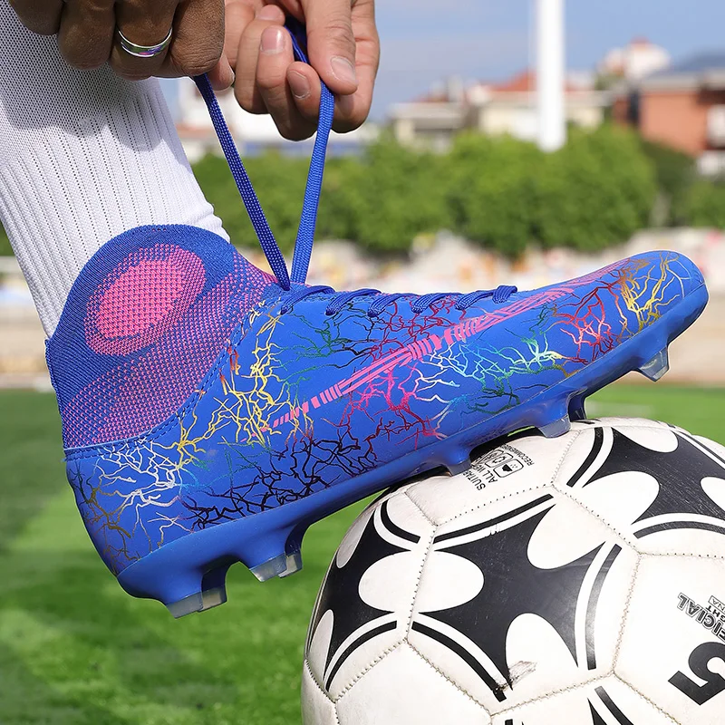 Детские мужские высокие футбольные бутсы 2019 детские удобные шипы черные зеленые