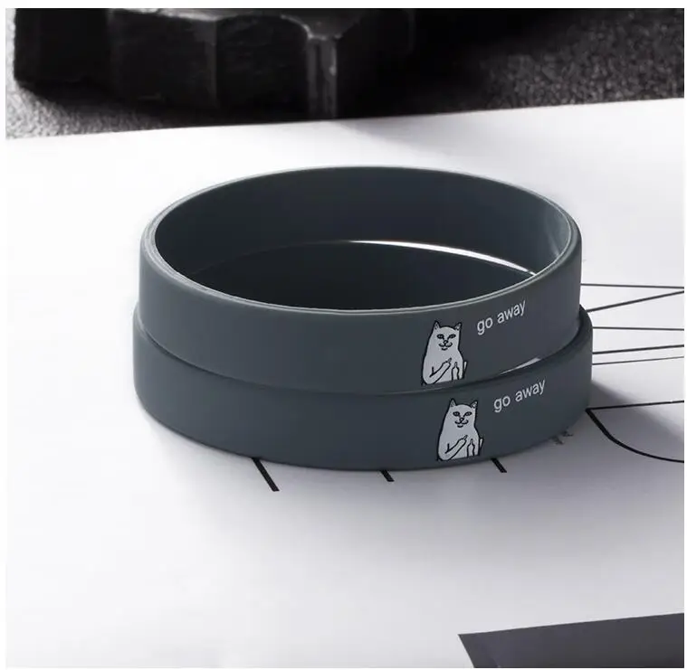 

Personality Go Away Funny Cat Bracelet Silicone Rubber Wristband Trendy Bracelet for Women Men
