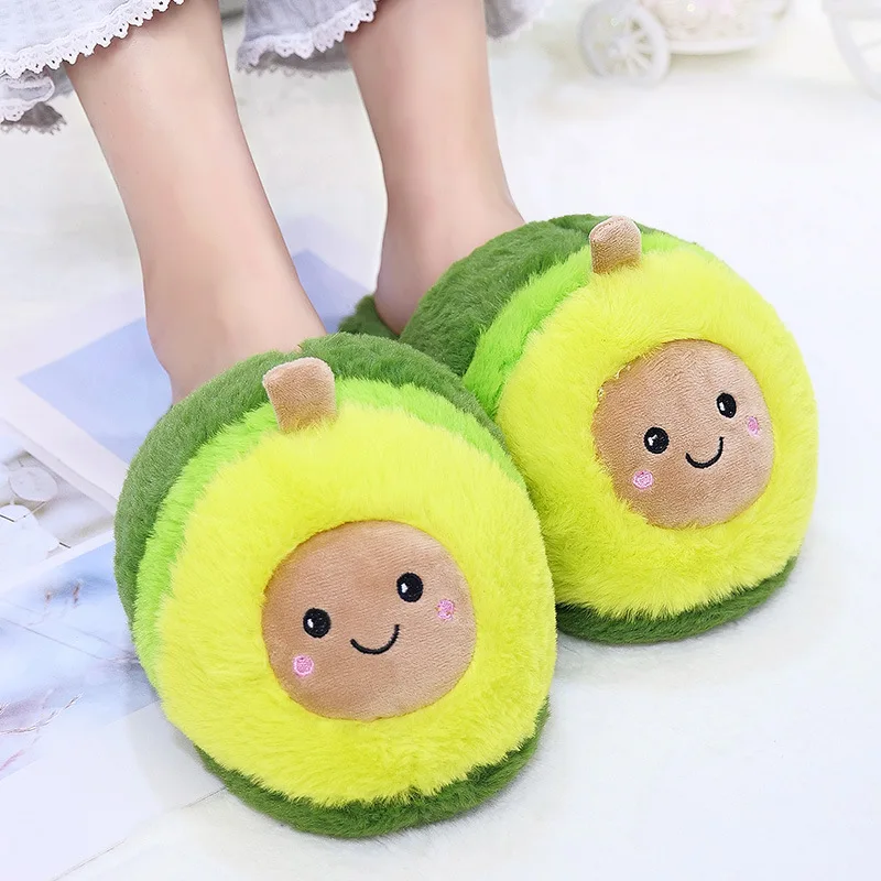 

Ladies Winter and Spring Warm Shoes Fashion Hot Cute Women Indoor Cute Slippers Avocado Household Floor Soft Striped Slippers
