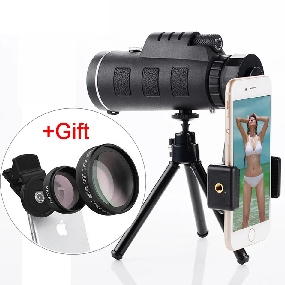 Макро объектив для телефона 40x60 зум телескоп Монокуляр супер макрообъектив