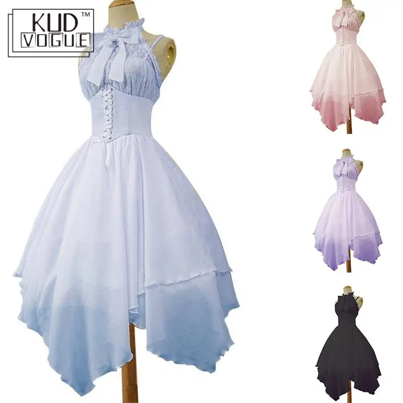 Винтажное платье лолиты вечернее плиссированное с длинным шлейфом высокой