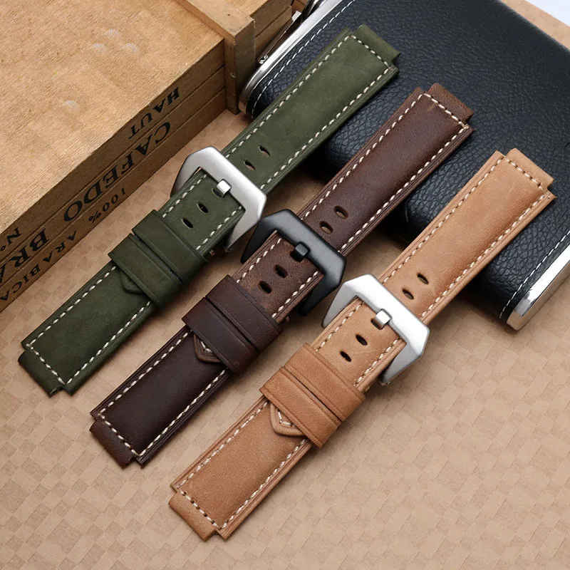 Cow leather watchband for Casio G-SHOCK GST-B200 GST-B200D Series watches men's strap 24*16mm lug end  black bracelet