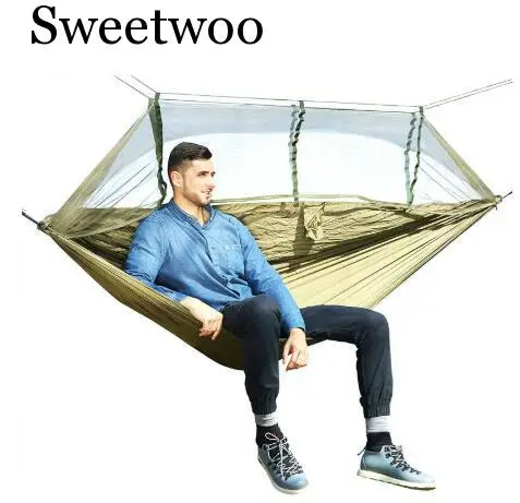 Туристический гамак с москитной сеткой на 1 2 человек парашют подвесная кровать
