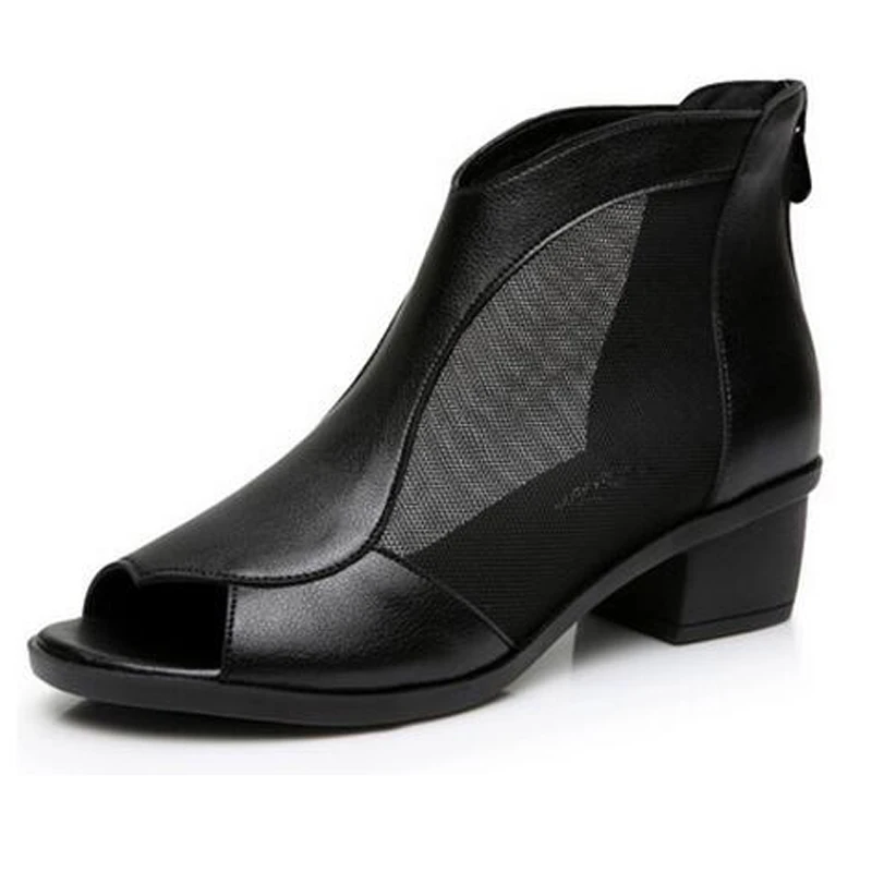 YAERNIFashion/женская летняя обувь из натуральной кожи Босоножки с открытым носком