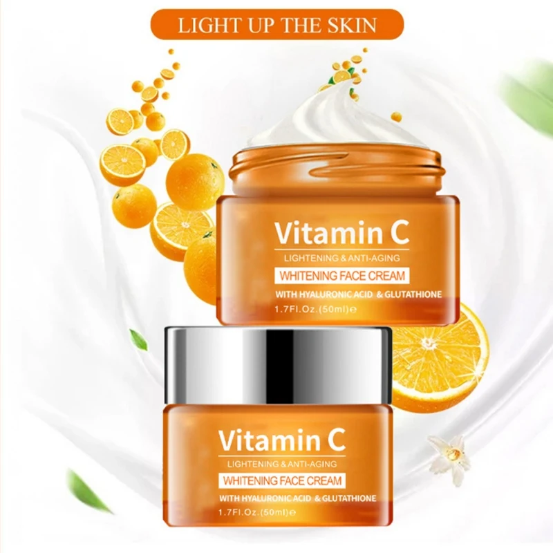 

Vitamin C Improve Fine Lines Dull Skin Cream Whitening Moisturizing Face Cream Brighten Hyaluronic Acid Serum Anti-aging Cream