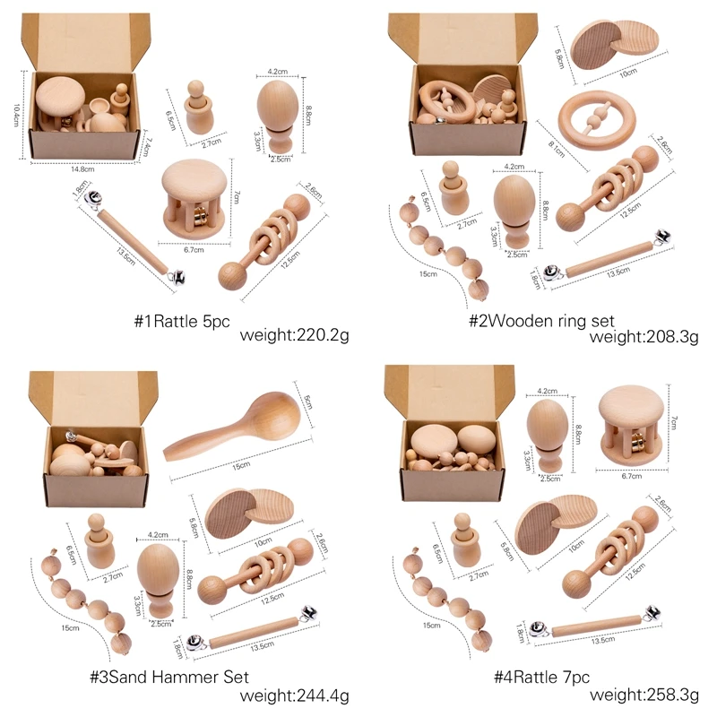 

Let's Make 1Set Children Montessori Wooden Toy Baby Rattle Sand Hammer Educational Cognition Teaching Tool Educational Toys