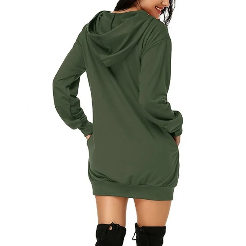 

Women Autumn Hooded Graphic Dresses Female Harajuku Aesthetic Long Sleeve Christmas Dress Simple Dachshund Dog Print Clothes