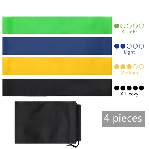 4 pcs with pouch Диапазоны сопротивления комплект Фитнес для спорта тренировки Йога сила Фитнес каучука тренировки тренажерный зал Эластичный оборудования - Цвет: 4 pcs with pouch
