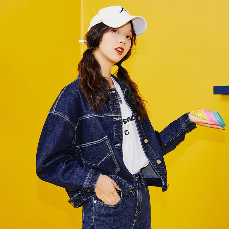 Женская короткая джинсовая куртка LEIJIJEANS, классическая повседневная темно-синяя куртка из денима c пуговицами на спине, новая модная модель больших размеров от S до 6XL