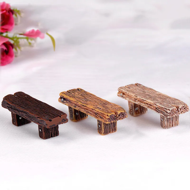 

Resin Wooden Stool Furniture Fairy Garden Ornament Crafts Courtyard Decoration For Miniature Dollhouse Modern Landscape Toys