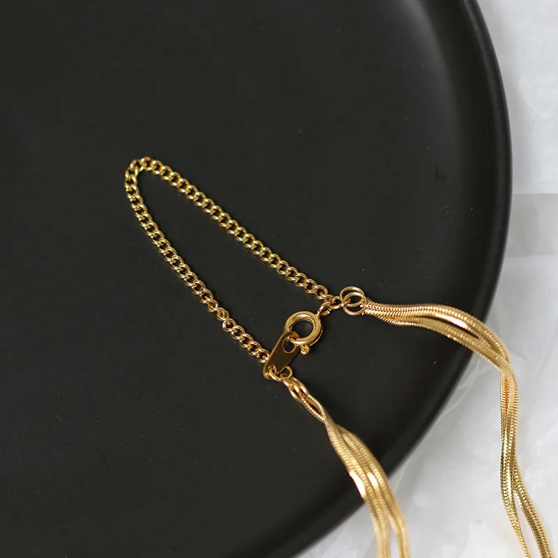 Двухслойная цепочка-змея из нержавеющей стали ювелирные изделия для женщин