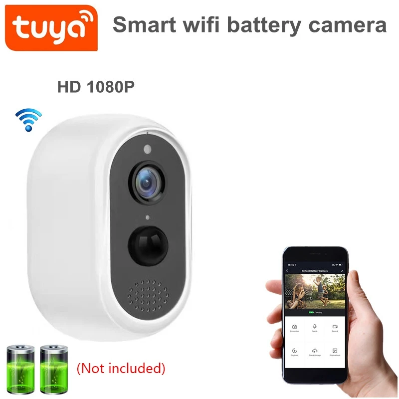 

Wireless Security Camera Wifi Battery Camera 1080P Two-Way Audio PIR Motion Detection IP66 For Alexa & Google Assistant