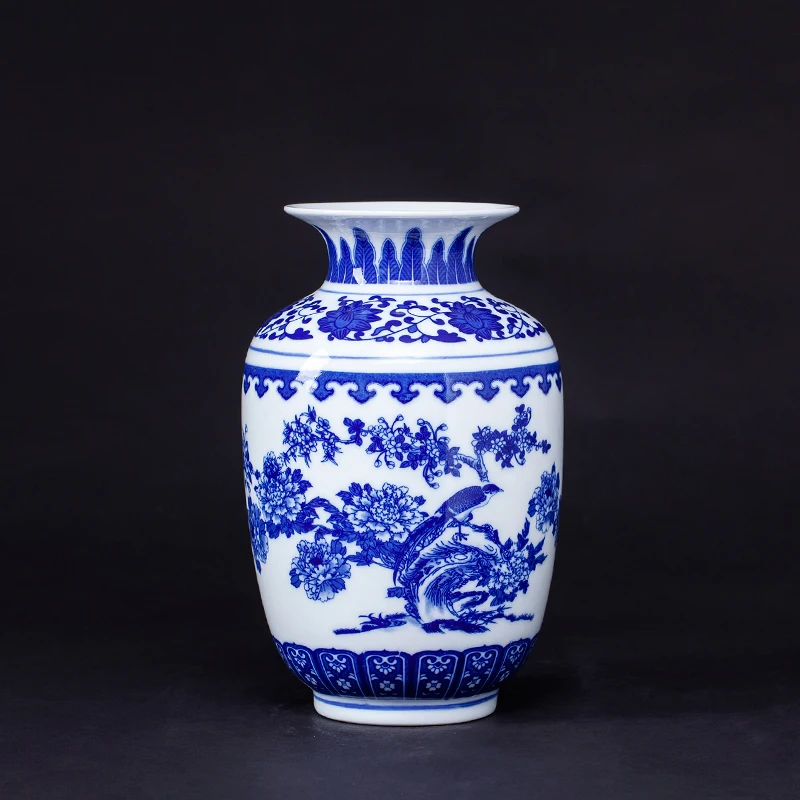 

Керамическая антикварная сине-белая фарфоровая ваза Jingdezhen, украшения в китайском стиле для крыльца, Цветочная композиция, поделки для укра...
