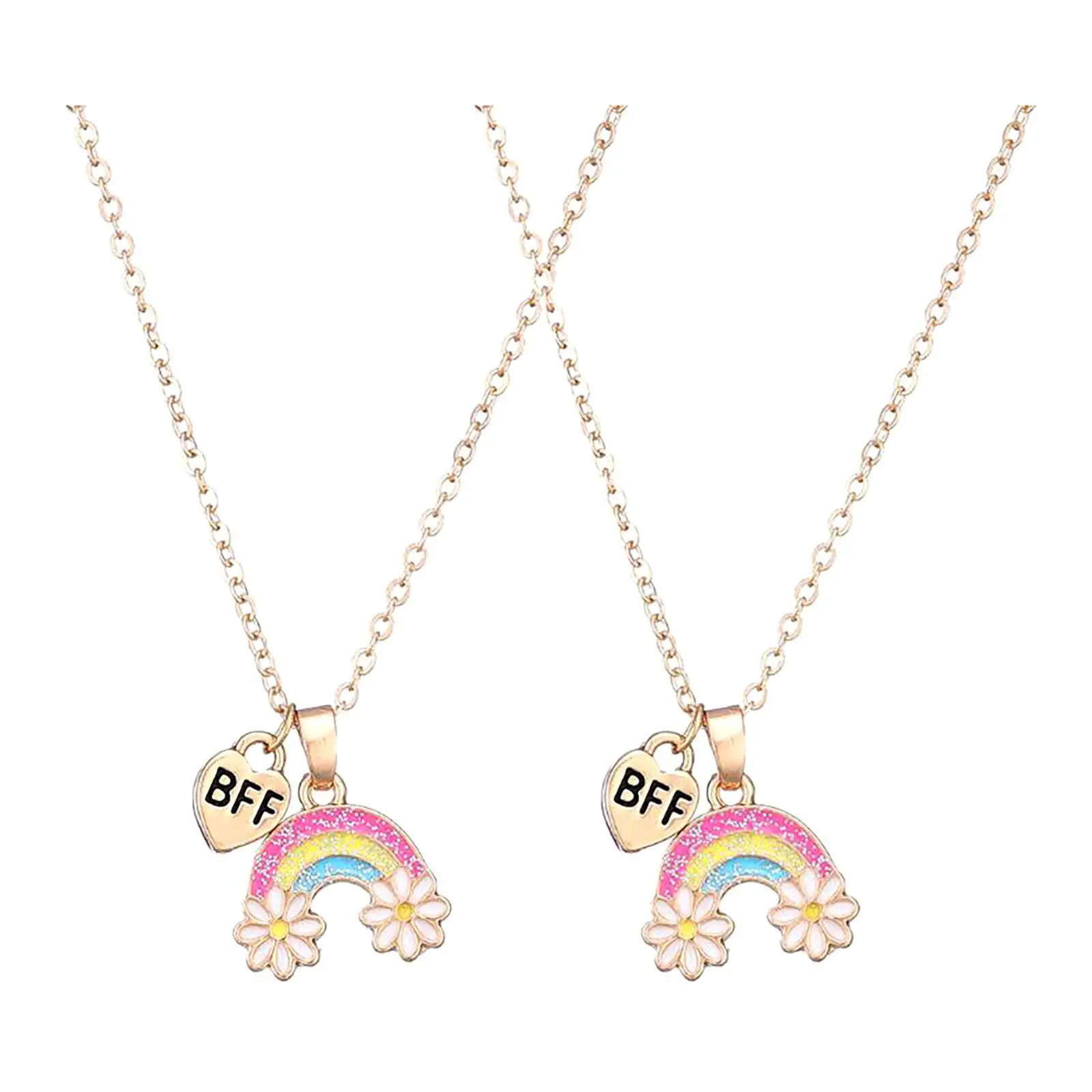 

Cute Colorful Heart Rainbow Shape Pendant Chain Best Friends Necklace BFF Friendship Children's Jewelry Gift for Girls