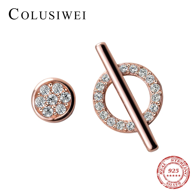 

Colusiwei Real 925 Sterling Silver Elegant Sparkling Round Circle Small Stud Earrings for Women Fashion Tiny Earrings Jewelry