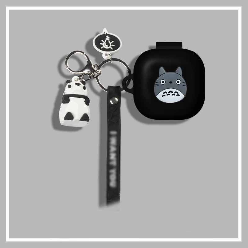 

For Samsung Galaxy Buds Live /budspro Wireless Bluetooth Earphone Case with keychain Panda Protect Cover Buds+ silicone case