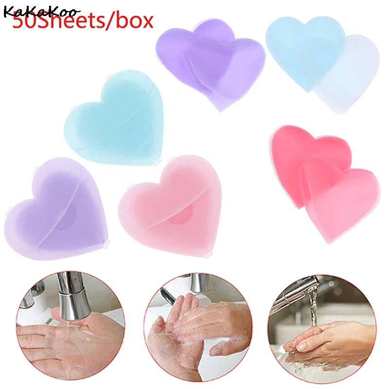 

50Pcs Disinfecting Paper Soaps Washing Hand Slice Sheets Foaming Soap Case Paper