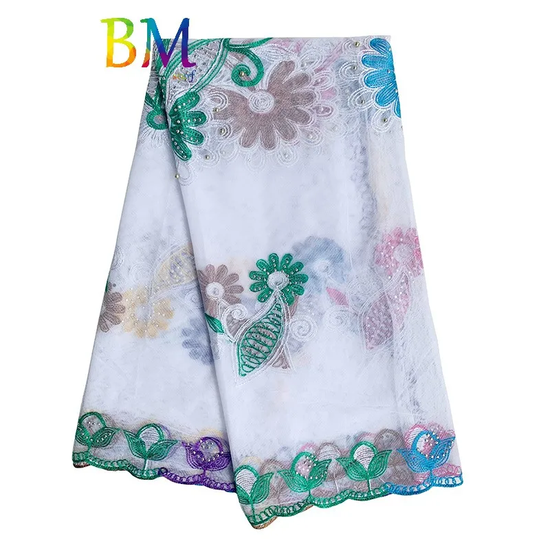 Новые африканские женские шарфы мусульманский вышитый шарф из тюли прозрачный
