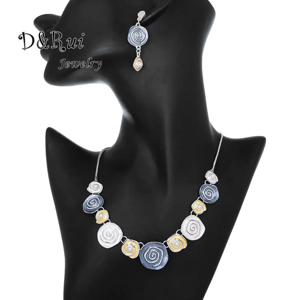 Женский винтажный комплект из колье и серёг с жемчугом|Ювелирные наборы| |