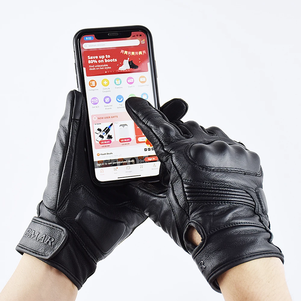 

Retro Motorcycle Gloves Pink Touch Double Finger Screen Motorcycle Gloves Waterproof Racing Riding Motocross Gloves Women