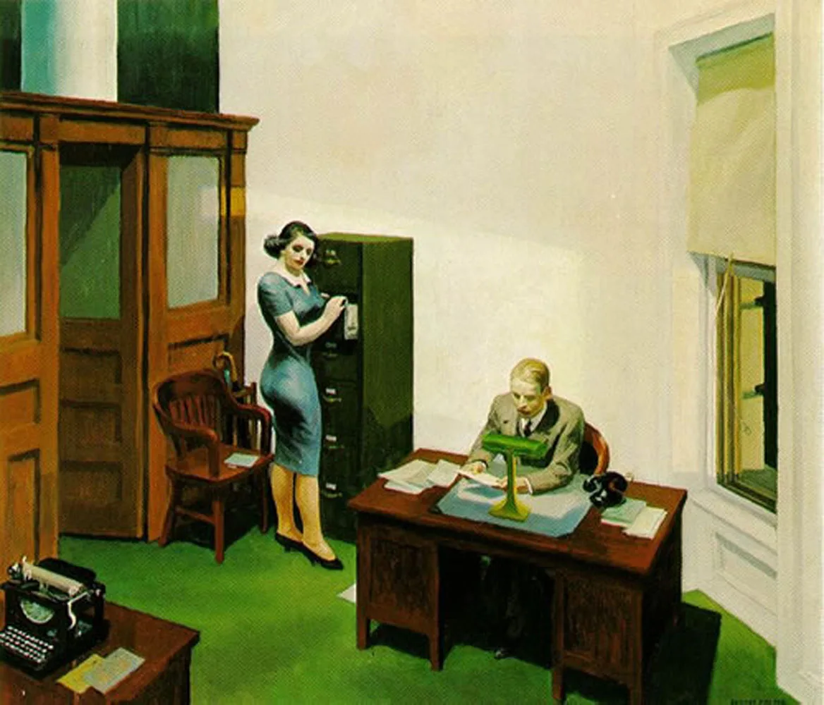 

100% handmade Oil Painting reproduction on linen canvas, Office at night by Edward Hopper,Free Shipping,High Quality