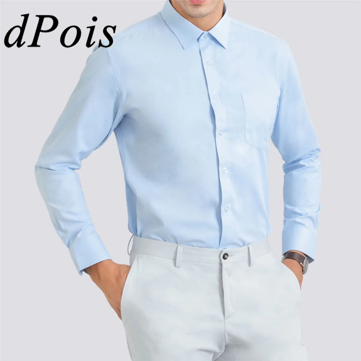 

Мужской классический костюм, рубашка с длинными рукавами и воротником на пуговицах, Мужская классическая рубашка для свадьбы, вечеринки, оф...