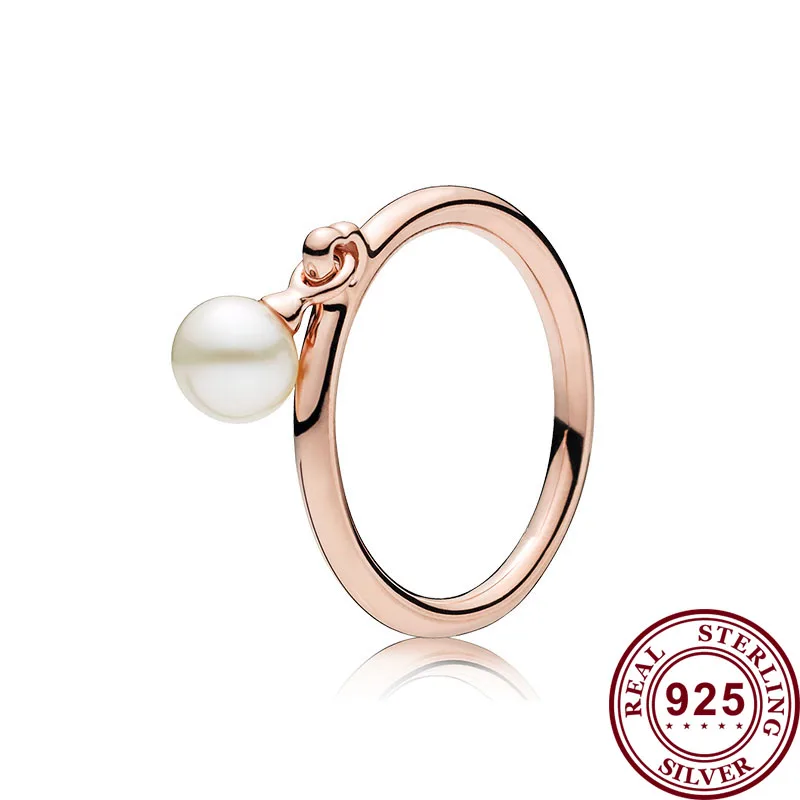 

Original 925 кольцо Silver Pan Ring Creative Pearl Pendant Rose Gold Pan Ring For Women Wedding Party Gift Fashion Jewelry