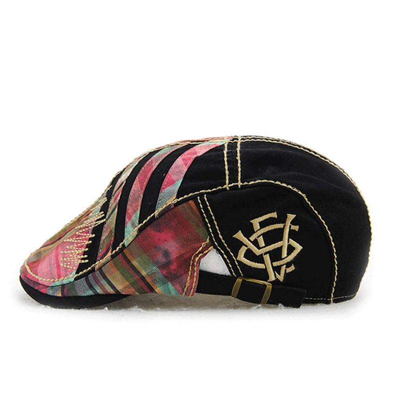 Классический берет мужская тканевая клетчатая кепка модная с вышивкой