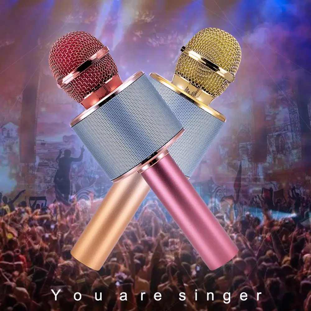 Профессиональный Bluetooth микрофон беспроводной ручной для караоке музыкальный