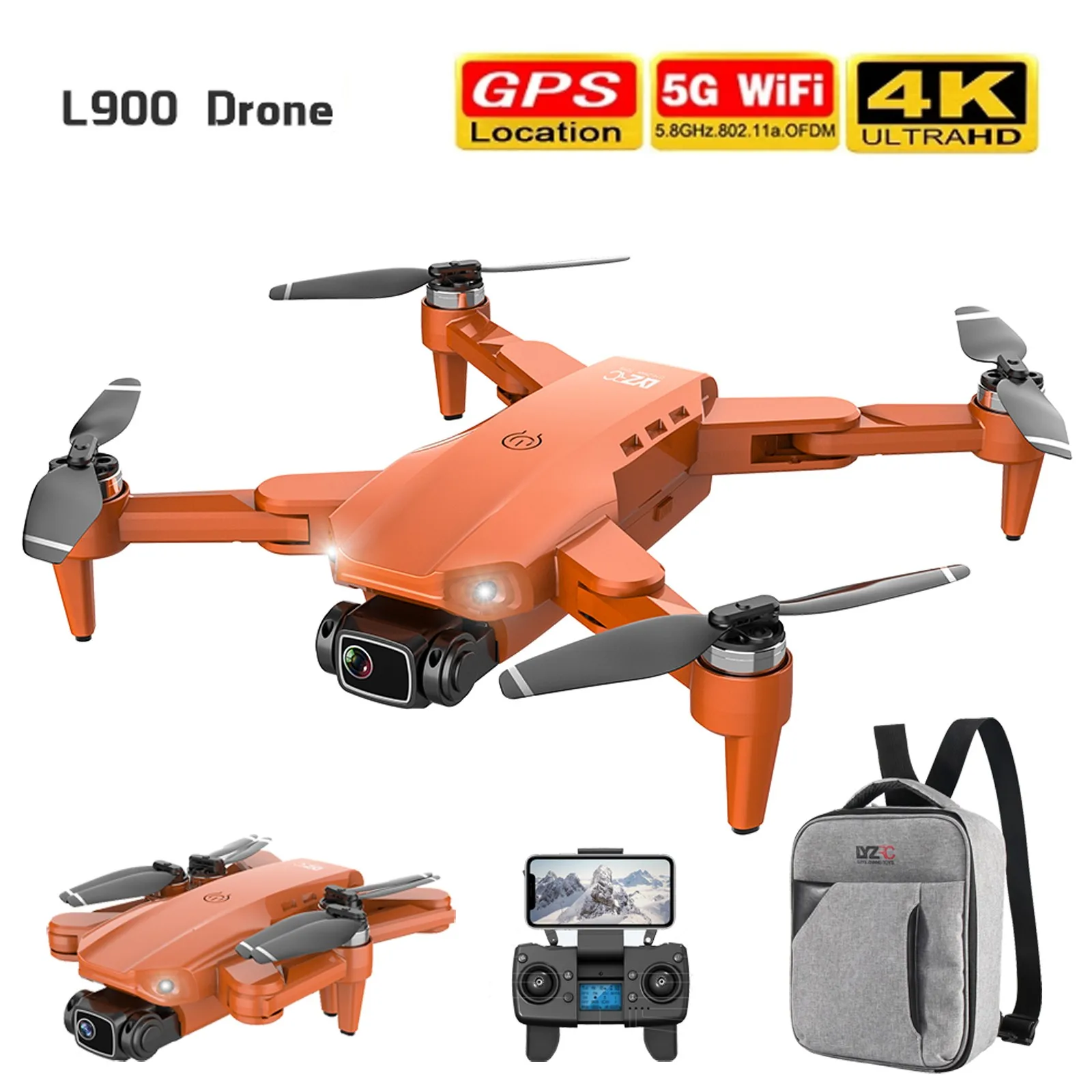 

L900 Pro 4k Hd двойной Камера с Gps 5g Wi-Fi Fpv дрона с дистанционным управлением складного квадрокоптера бесщеточным Мотором Rc расстояние 1,2 км профес...