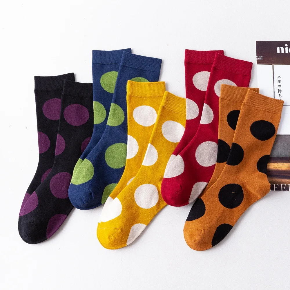 Женские Забавные милые кавайные носки в горошек хлопковые мягкие вязаные