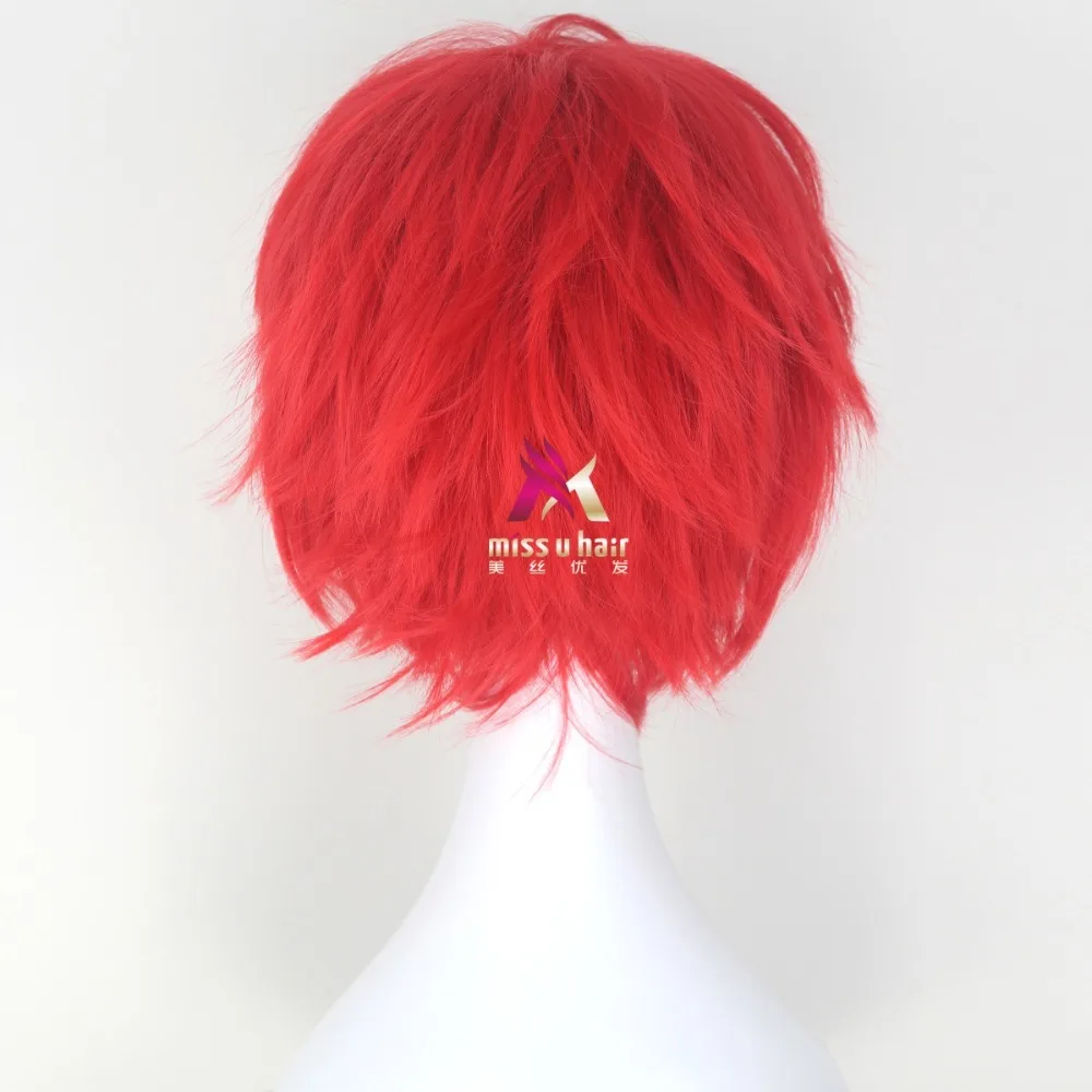 Ре: Жизнь в другом мире с нуля Парик Косплей Райнхард ван Астреа 30см Красный синтетический волосы Перука + шапочка для парика.