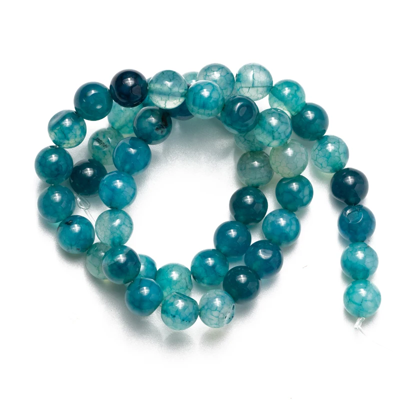 

Wholesale Natural Stone Beads Cyan Cracked Agates Loose Beads for Jewelry Making 4mm 6mm 8mm 10mm 12mm Necklace Bracelet DIY