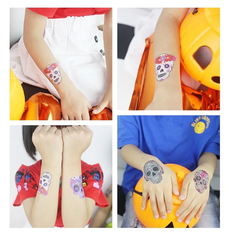 20 шт./компл. наклейки с татуировками в виде черепа не повторяющиеся