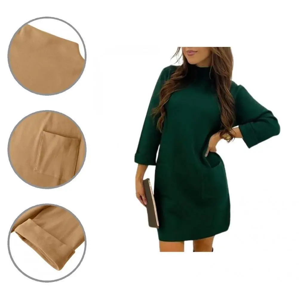 

Casual Dress Comfy Solid Color Washable Comfortable Touching Women Clothes Pullover Dresses for Daily Wear